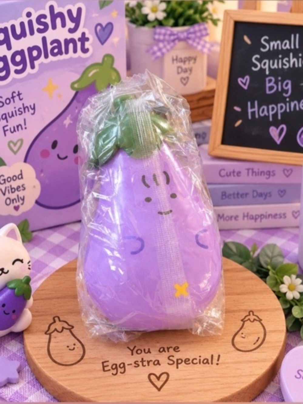 Squishy Eggplant Plush Stress Toy - Purple